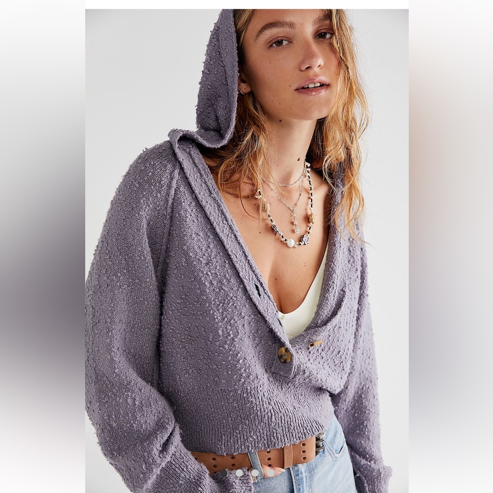 Free People Found My Friend Hoodie in Storm Grey XS